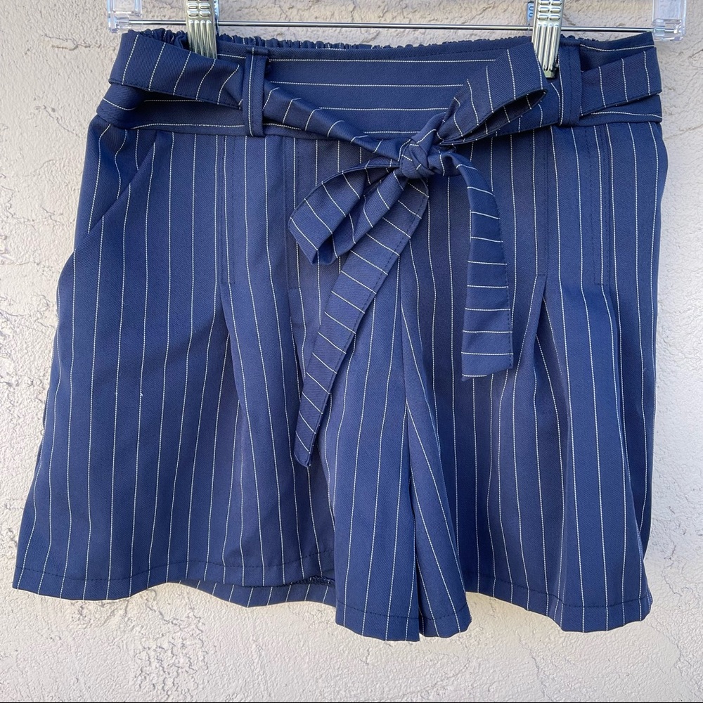 Womens Casual Striped Summer Beach Shorts With Self Tie Bow
